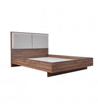 Myles MDF Board Bed Frame with Melamine Finishing Fabric Upholstered Headboard Foam Padding LED Light